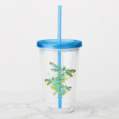 Teal Libellen-Spritzer Acryltrinkbecher (Vorderseite)