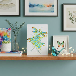 Teal Libellen-Spritzer  Fotoplatte