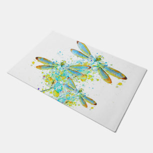 Teal Libellen-Spritzer Fußmatte