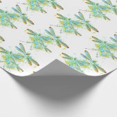 Teal Libellen-Spritzer  Geschenkpapier (Ecke)