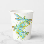 Teal Libellen-Spritzer Papierbecher (Vorderseite)