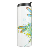 Teal Libellen-Spritzer Thermosbecher (Nach links gedreht)