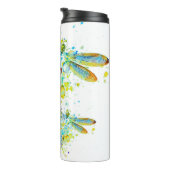 Teal Libellen-Spritzer Thermosbecher (Nach rechts gedreht)