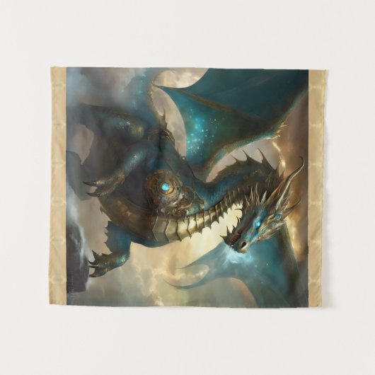 Teal Lightening Dragon Wall Hanging Bedroom Decor Wandteppich (Vorderseite (Horizontal))