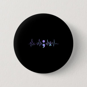 Teal Lila Herzschlag Semikolon Suizidprävention Button