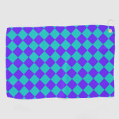 Teal Lila Scheckerdiamantmuster Golfhandtuch (Horizontal)