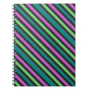 Teal, Lime Green, Hot Pink Glitter Striped STaylor Notizblock