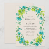 Teal-Limonen-Kranz-Hochzeit Einladung (Vorne/Hinten)