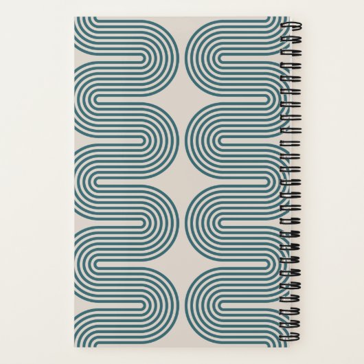 Teal Lombard Wavy Lines Modern Custom Notebook Notizblock (Rückseite)