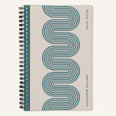 Teal Lombard Wavy Lines Modern Custom Notebook Notizblock (Vorderseite)