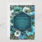 Teal Lush Bloom Hochzeit Einladung (Vorderseite)