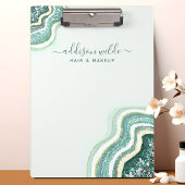 Teal Luxe Glitter Agate Geode Chic Klemmbrett