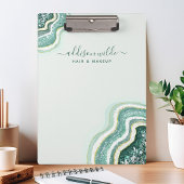 Teal Luxe Glitter Agate Geode Chic Klemmbrett
