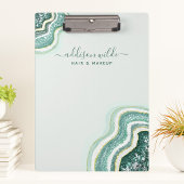 Teal Luxe Glitter Agate Geode Chic Klemmbrett