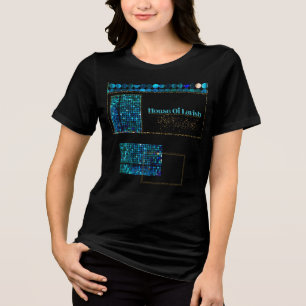 Teal Luxe Mosaik Damen T-Shirt - Schwarz Tri-Blend Shirt
