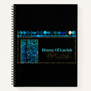 Teal Luxe Mosaik-Notizbuch Luxus-Schwarzes Journal Notizblock