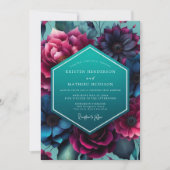 Teal Magenta Nocturne Wedding Einladung (Vorderseite)