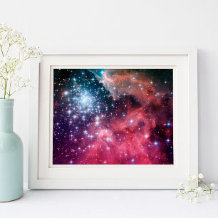 Teal Magenta Ombre Sterne Poster