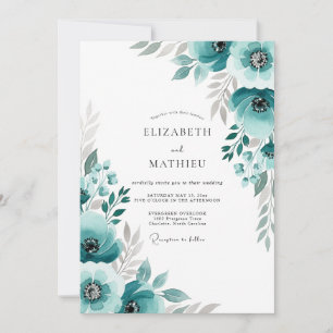 Teal Malerische Hochzeit Einladung