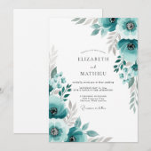 Teal Malerische Hochzeit Einladung (Vorne/Hinten)