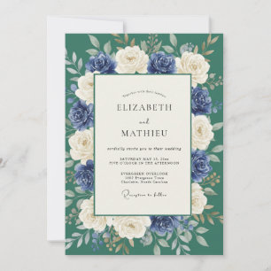 Teal malerische Winterhochzeit Einladung