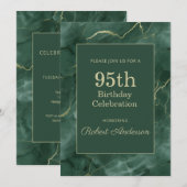 Teal Marble 95th Birthday Einladung (Vorne/Hinten)