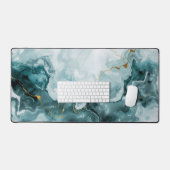 Teal Marble Gold Vein Desk Mat Schreibtischunterlage (Tastatur & Maus)