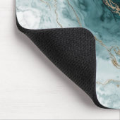 Teal Marble & Gold Vein Mousepad (Ecke)