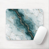 Teal Marble & Gold Vein Mousepad (Mit Mouse)