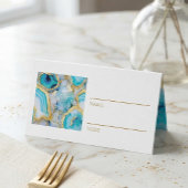 Teal Marble Gold Vein Place Cards Platzkarte