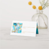 Teal Marble Gold Vein Place Cards Platzkarte (Rückseite)