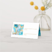 Teal Marble Gold Vein Place Cards Platzkarte (Vorderseite)