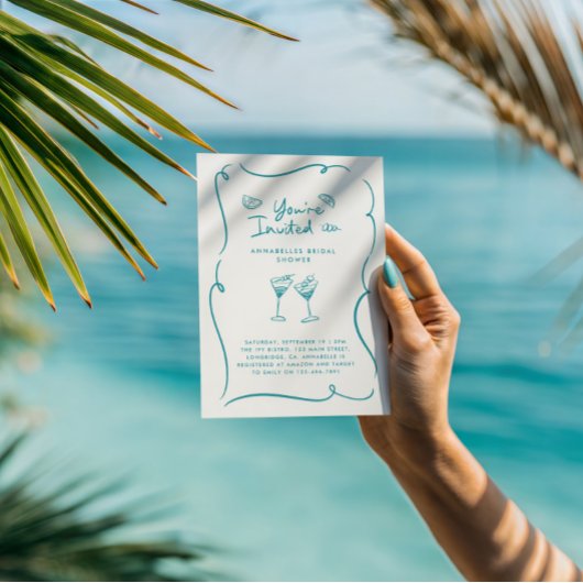 Teal Martini Bridal Shower Cocktail Party Einladung