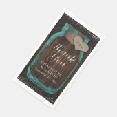 Teal Mason Jar Rustic Wood Thank You Wedding Serviette (Ecke)