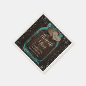 Teal Mason Jar Rustic Wood Thank You Wedding Serviette (Ecke)