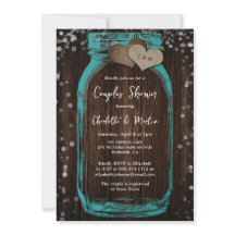 Teal Mason Jar Wood Rustic Couples Shower