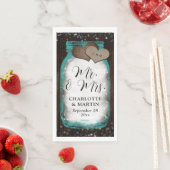 Teal Mason Jar Wood Rustic Wedding Serviette (Beispiel)