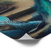 Teal Mermaid Steampunk Vintage Victorian Lady Poster (Ecke)