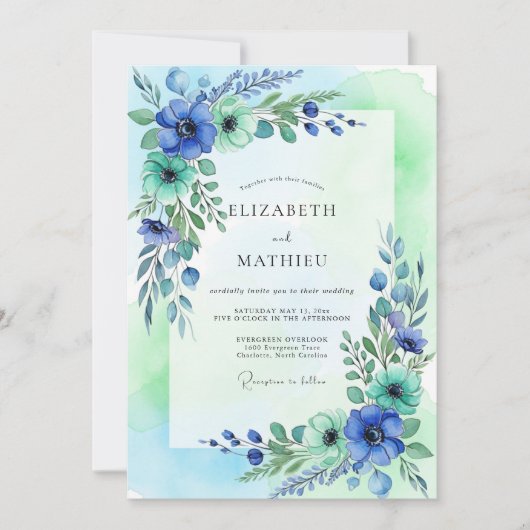 Teal Mint Ethereal Spring Wedding Einladung (Vorderseite)