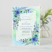 Teal Mint Ethereal Spring Wedding Einladung (Stehend Vorderseite)