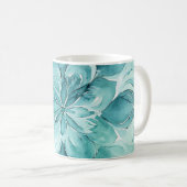 Teal & Mint Green Watercolor Floral Mandala Kaffeetasse (VorderseiteRechts)