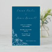 Teal Modern Botanical Wedding Foil Invitation Folieneinladung (Stehend vorne)