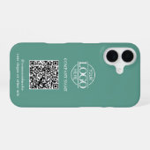 Teal Modern Business Logo & QR Code Werbemittel iPhone 16 Hülle (Rückseite (Horizontal))