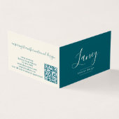 Teal Modern Elegant Script QR Code Professional Visitenkarten (Vorderseite)