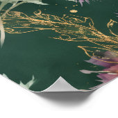 Teal Mohn Distel Wildblumen Muster Poster (Ecke)