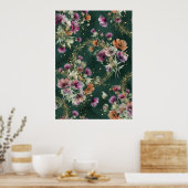 Teal Mohn Distel Wildblumen Muster Poster (Küche)