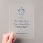 Teal Monogram Acrylic Wedding Invitation Acryleinladungen (Insitu (Handheld))