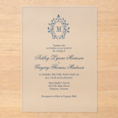 Teal Monogram Acrylic Wedding Invitation Acryleinladungen (Vorderseite)