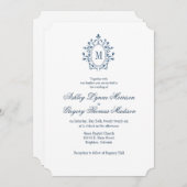 Teal Monogram Wedding Invitation Einladung (Vorne/Hinten)