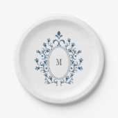 Teal-Monogramm-Teller Pappteller (Vorderseite)